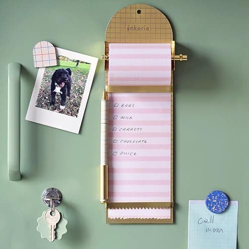Kikkerland Inkerie Magnetic Note Roll Dispenser - Includes Pen Holder - Perfect for Dorms, Office, Kitchen or Hobby Spaces thumbnail 2