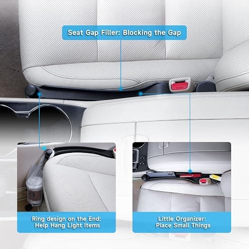 Givifive Car Seat Gap Filler Set of 2, Soft Foam Multifunctional Seat Side Gap Filler with Organizer & Hook Function, 3in1 Gap Stopper Universal Fit Car SUV Truck Fill The Gap Between Seat & Console thumbnail 3