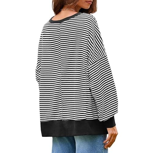 MBDWWLC Oversized Sweatshirt for Women Waffle Knitted Tunic Top Long Sleeve Crewneck Split Lightweight Fall Pullover Sweater thumbnail 2
