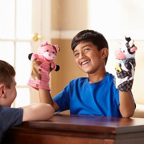 Melissa & Doug Farm Friends Hand Puppets (Set of 4) - Cow, Horse, Sheep, and Pig thumbnail 5
