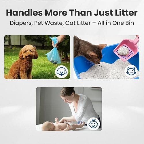 Neakasa PooGuard Litter Disposal Bin, 9.2L Trash Can for Cat Litter, Dog Waste & Diapers, with Viewing Window, Wider Opening, and 4-Month Refill Bag (Grey) thumbnail 8