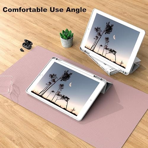 HMTDIYOU Case for iPad 9th Generation 2021/ iPad 8th Gen 2020 /iPad Cover 7th Generation 2019, Silicone Case with Pencil Holder for iPad 9/8/7 10.2 inch, Auto Sleep/Wake, Grey thumbnail 7