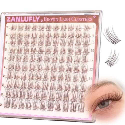 Brown Lash Clusters Natural Eyelash Clusters Invisible Band Brown Lash Extension C Curly Dark Brown Wispy Lash Extension DIY Individual Eyelash Extension by zanlufly thumbnail 6