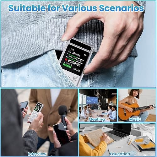136GB Digital Voice Recorder with Playback,9000 Hours Audio Recording Device,Voice Activated Recorder with Noise Reduction,A-B Repeat,Mp3 Player&Password for Lectures/Meeting/Classes/Interviews,Silver thumbnail 8