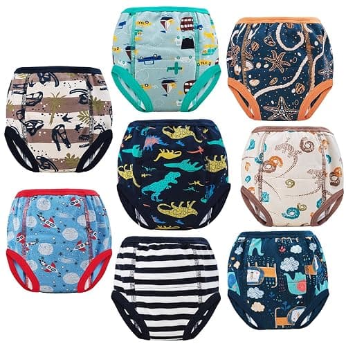 MooMoo Baby 8 Packs Potty Training Pants Cotton Absorbent Training Underwear for Toddler Boy and Girls 2T-9T - Image 1