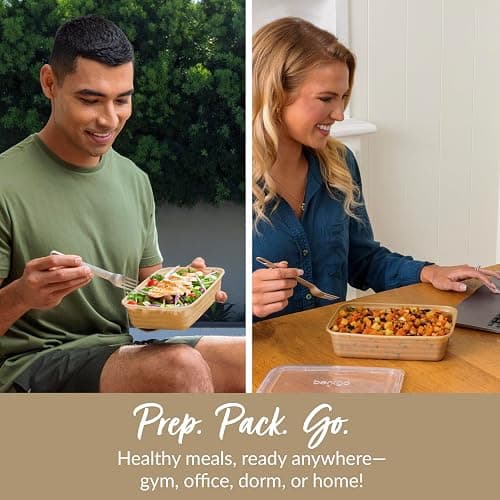 Bentgo Prep - 20-Piece 1-Compartment Reusable Meal Prep Containers with Lids, PFAS & BPA Free Materials, Durable, Microwave, Freezer, & Dishwasher Safe To Go Food Storage (Gold) thumbnail 4