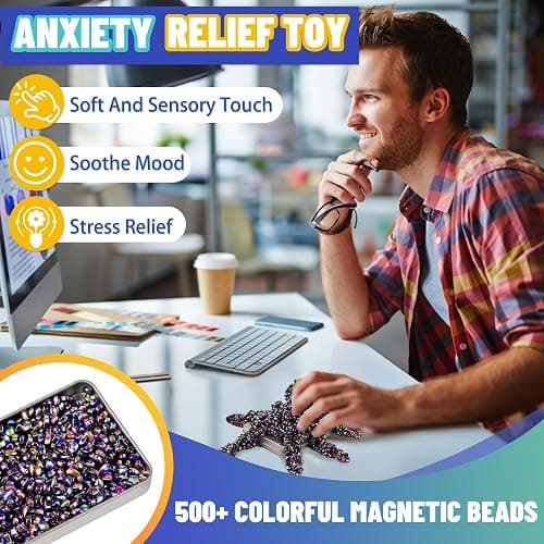 Valentines Day Gifts for Him Teen Boy, 500pc Magnetic Fidget Toy for Adult Men Sensory Autism ADHD Office Desk Stress Anxiety Magnet Beads Balls Stones Cool Gadget for Teen Girl Easter Basket Stuffer thumbnail 5