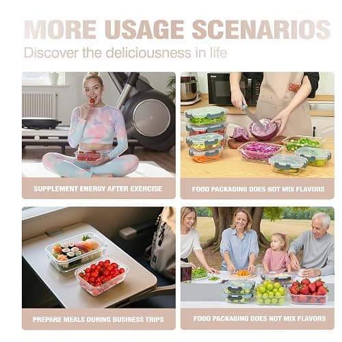 WWYH.DSS 10-Pack Meal Prep Containers with Snap Locking Lids, Glass Airtight Lunch, Food Storage Containers, Microwave, Oven, Freezer and Dishwasher Friendly, Gray thumbnail 7