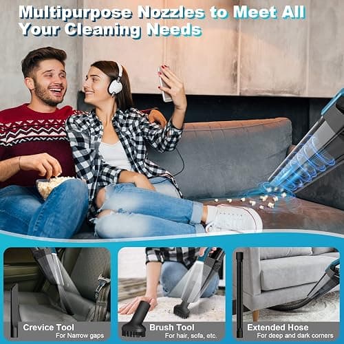 Blestan Cordless Car Vacuum Lightweight High Power Handheld Vacuum Cleaner with LED Light, Hand Vacuum for Car Home Office and Pet Hair, BlackBlue thumbnail 3