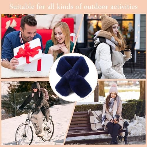 Winter Scarf for Women Faux Fur Collar Scarf Fleece Neck Warmer Cold Weather Scarves thumbnail 5