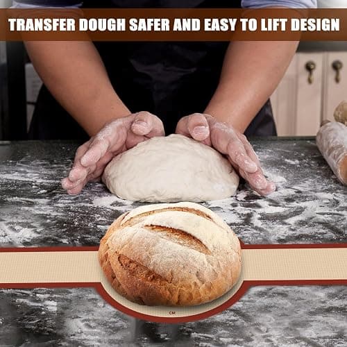 Silicone Bread Sling for Dutch Oven, Non-Stick & Easy to Clean Bread Baking Mat Set, 2 Pcs Reusable Bread Sling with Long Handle to Transfer Sourdough (Red, 2PCS Round) thumbnail 6