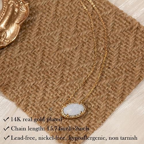 TLY Gold Necklace for Women 14k Gold Plated Dainty Gemstone Pendant Necklace Red Rose Quartz Black Emerald Green Blue Prom Choker Necklace Birthday Wedding Bridesmaid Necklace Mothers Day Jewelry gifts thumbnail 6