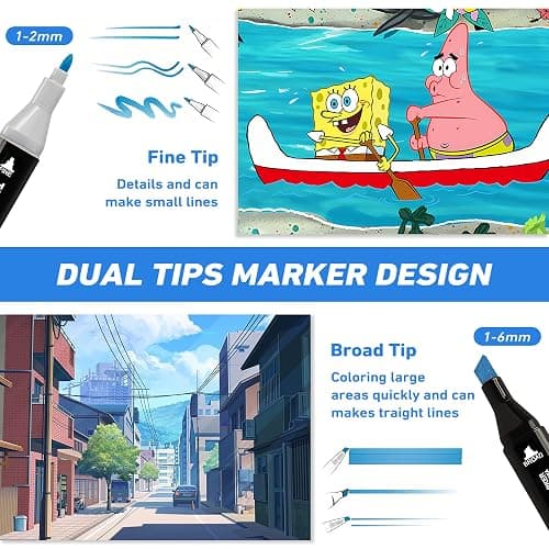 262 Colors Alcohol Markers,Art Markers for Kids and Adult Drawing Markers Dual Tip Coloring Painting Perfect for Kids Adult Gift thumbnail 5