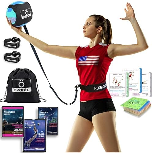 OVANTO Volleyball Training Equipment Aid – Adjustable Practice Hitting Rebounder in 4 Styles to Serve, Spike, Set, and Pass Like a Pro - Volleyball Practice Equipment Gift for Beginners & Experts - Image 1