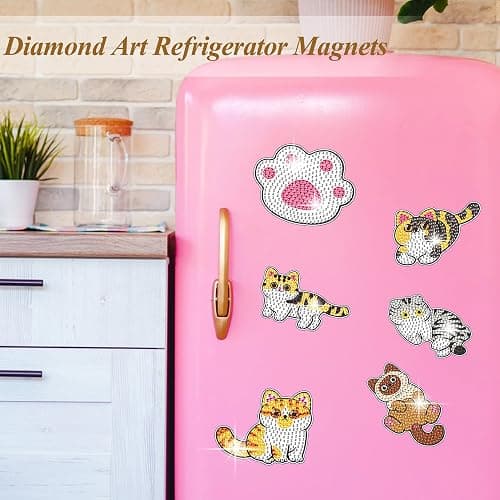 Vcekract 12 PCS Diamond Art Kits for Adults, Diamond Art Refrigerator Magnets, Cat Diamond Art Kits, Diamond Painting Kits for Home Decor thumbnail 2