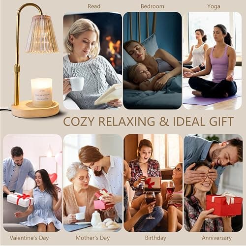 Flameless Candle Warmer Lamp with Timer: Dimmable Candle Warming Lamp with Dimmer & 2 Bulbs, Large Electric No-Flame Wax Melt Light Adjustable Height for All Size Jar Scented Candles, Home Decor thumbnail 8
