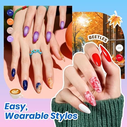 Beetles Deal Box Gel Nail Polish Kit with UV Light, 35 Colors 88pcs DIY Set | Gel Nail Kit and Almond Nail Tips, TPO Free HEMA Free Gel Polish Set with Bigger UV Lamp, 3 Top Coat Effects Creative Flow thumbnail 7