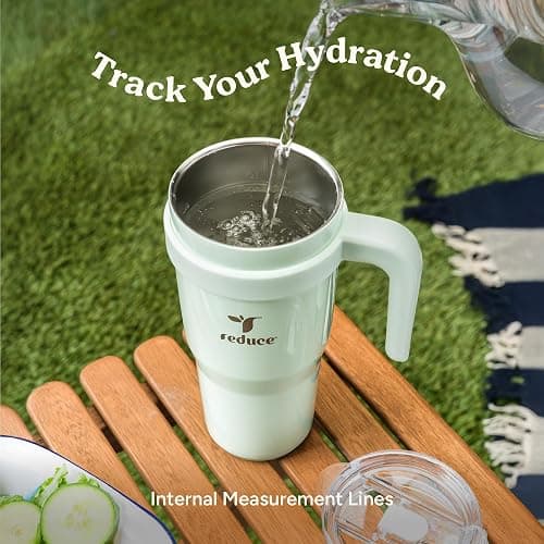 Reduce 24 oz Stainless Steel Tumbler with Handle - Dual-Wall Vacuum Insulated Travel Mug, Sweat-Proof Lid & Reusable Straw - Keeps Drinks Cold for 24 Hrs, Fits Cupholders, Dishwasher Safe -Pina Colada thumbnail 6