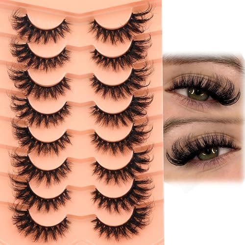 Mink Lashes Cat Eye Lashes Volume Fox Eye False Eyelashes Lashes Natural 6D D-Curly Volume Fake Eyelashes Soft Handmade Lashes that Look Like Extensions Lashes Pack thumbnail 6