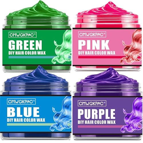 4 Colors Temporary Hair Color for Kids Women Men,Green Blue Purple Pink Hair Dye Color Wax,Gifts for Teens Boys Girls,Gifts for Kids,Temporary Hair Dye Hair Color Wax for Party,Halloween,Cosplay - Image 1
