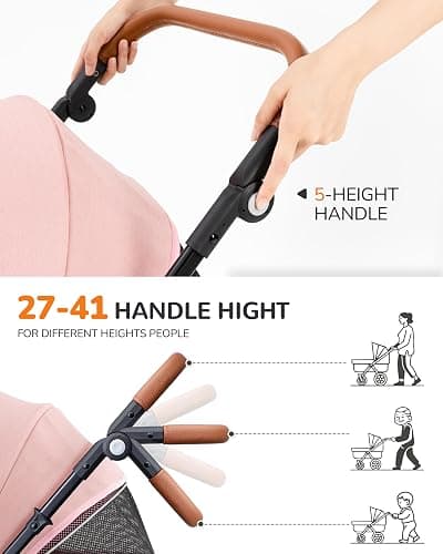 OJCME Dog Stroller for Large & Medium Dogs (20–132 lbs), Pet Stroller for 2 Small Dogs, Extra Large Heavy Duty, Foldable & Ventilated, Pink or Navy thumbnail 7