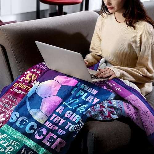 Soccer Blanket Gifts for Girls Ultra Soft Flannel Soccer Throw Blanket for Soccers Lover Player Team Soccers Gifts Stuff 50"x40" thumbnail 3