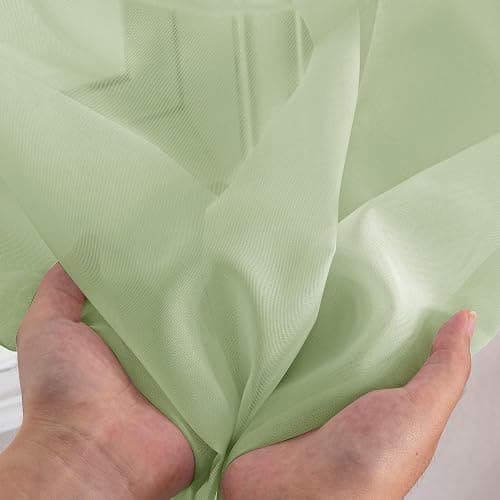 Simplebrand Light Green Sheer Curtains 84 Inches Long 2 Panels, Light Filtering Rod Pocket Solid Color Window Sheer Curtain Panels, Elegant Curtains & Drapes for Living Room, Bedroom, 42" W x 84" L thumbnail 8