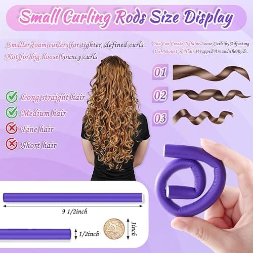 30Pcs Small Foam Hair Curlers, 9.45" Length x 0.47" Diameter, No-Heat Flexible Curling Rods for Short, Medium and Long Hair thumbnail 3