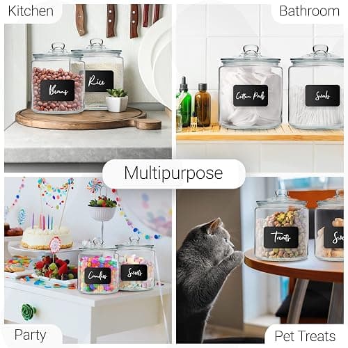 Le’raze 3pc Canister Sets for Kitchen Counter + Labels & Marker - Glass Cookie Jars with Airtight Lids - Food Storage Containers with Lids Airtight for Pantry - Flour, Sugar, Coffee, Christmas gift. thumbnail 3