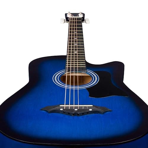 Joymusic 38 inch blueburst beginner acoustic guitar kit,bundle with a strap with picks holder,digital tuner, set strings, capo,cleaning cloth,6 picks,gig bag.(JG-38C,BLS) thumbnail 4