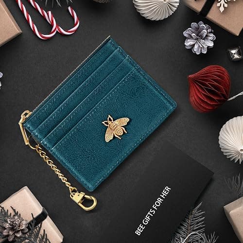 SEAVILIA Card Holder Keychain Wallet for Women with ID Window RFID Coin Purse Bee Gifts Slim Minimalist Small Wallet thumbnail 9