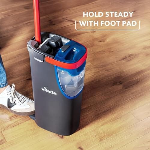 Vileda H2PrO Bodenwischer Set mit Eimer,100% Trennung von Frisch und Schmutzwasser,Hygienisches Reinigungssystem mit Mikrofaser, Wassersparend, ergonomisch | Einhandbedienung | Eco-Verpackung | Grau - Image 1