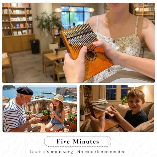 Newlam Kalimba Thumb Piano 17 Keys, Portable Mbira Finger Piano Gifts for Kids and Adults Beginners thumbnail 5