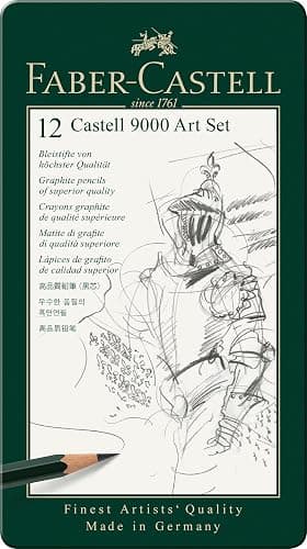 Faber-Castell 9000 Graphite Sketch Pencil Sets Art 8B - 2H set of 12 - Image 1