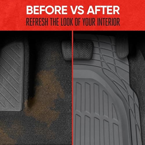 Motor Trend FlexTough Floor Mats for Cars, Gray Deep Dish All-Weather Mats, Waterproof Trim-To Fit Automotive Floor Mats for Trucks SUV, Universal Liner Car Accessories thumbnail 6