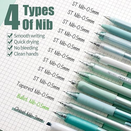 Four Candies Forest Series Gel Pens, Black & Green Ink Fine Point Smooth Writing Pens and Highlighter Set, Teal Office Supplies School Stationery, Christmas Stocking Stuffers Gift, Set of 12 thumbnail 4