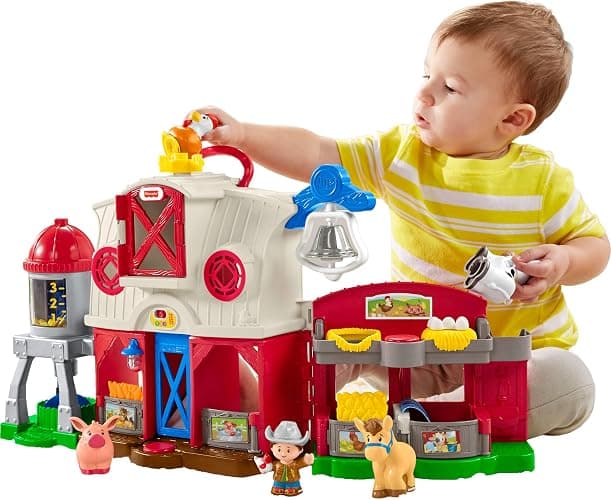 Fisher-Price Little People Toddler Learning Toy Caring for Animals Farm Playset with Smart Stages for Pretend Play Kids Ages 1+ years (Amazon Exclusive) | Toddler Learning Toy, Smart Stages Content with Educational Music, Pretend Play, Ages 1+ years (Amazon Exclusive) - Image 1