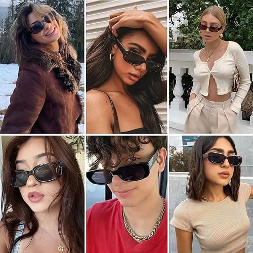 Tskestvy 4 Pieces Retro Vintage Sunglasses Small Square Rectangle 90s Glasses Trendy Y2K for Women Aesthetic Accessories thumbnail 2