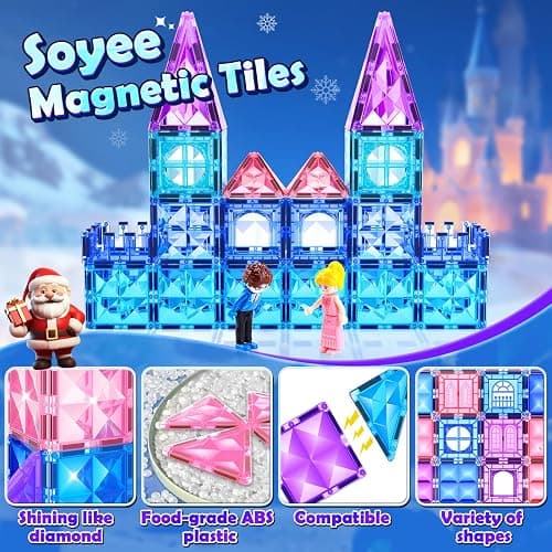 Diamond Magnetic Building Blocks for Kids - Princess Castle Magnetic Tiles Toys for 3-8 Year Old Girls & Boys - 3 4 5 6 Year Old Girl Birthday Xmas Gifts - STEM Educational Toys for Creative Play thumbnail 3