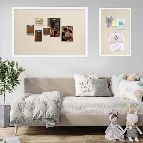 Yunihome 20x30 Inch Cork Board for Wall Hanging with Linen, Bulletin Board with Push Pins, Mounted Memo Message Board for Home Office Decor, Dorm Room Essentials, Classroom Organization thumbnail 2