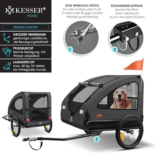 Remorque de vélo pour chien de remorque Drapeau et sac inclus - Toile Oxford 600D pliable SmartSpace Concept, max. 45 kg, anthracite thumbnail 6