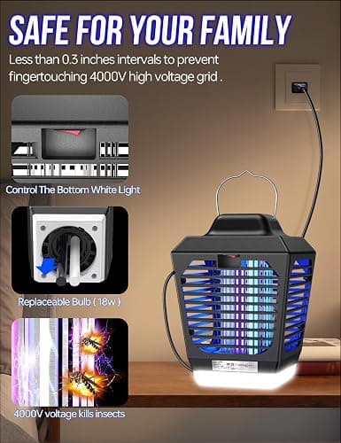 Bug Zapper Outdoor, Mosquito Zapper with LED Light, Fly Zapper Outdoor Indoor, Insect Zapper Electric Fly Traps, Plug in Mosquito Killer for Patio Yard thumbnail 6