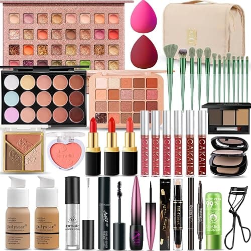 All in One Makeup Kit for Women Full Kit, Professional Travel Makeup Kit for Women & Teens, Foundation Eyeshadow Lipstick Brow Pencil Eyeliner Contour Powder, Complete Make Up Gift Set for Beginners - Image 1