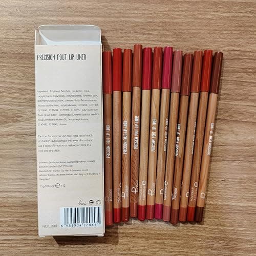 Espoce Lip Liner Set, 12Pcs Pure Natural Oak Brown Pink Red Series Lip Liners, Smooth and High Pigmented Lip Makeup Pencil thumbnail 8