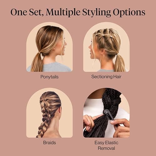 Kitsch Clear Hair Rubber Bands & Black Hair Tie Cutter Tool Set - No-Snag Clear Elastic Hair Ties | Damage-Free & Gentle Hold | Ideal For Daily Use | Women, Kids - 200pcs Set thumbnail 7