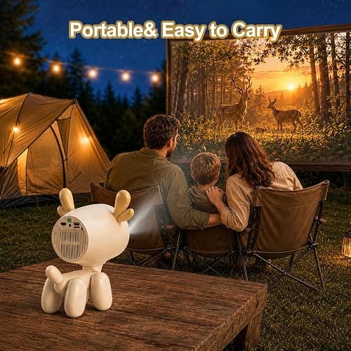 Mini Projector, Cartoon Dog Smart Projector with Wifi 6 and Bluetooth 5.1, Full HD 4K Support, Portable Projector Android 11, 160ANSI Auto Keystone Correction 130" Screen thumbnail 3