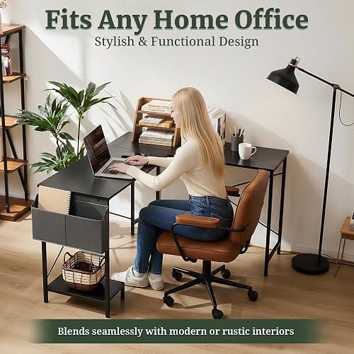 Sagenest L Shaped Desk, 50 Inch Reversible Computer Desk Corner Gaming Table with CPU Stand & Storage Bag, Sturdy Metal Frame PC Workstation for Home Office thumbnail 6