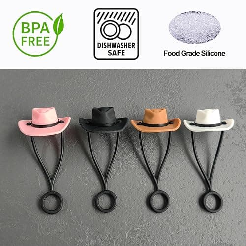 HOMDSG 4 Pack Silicone Cowboy Hat Straw Covers Cap Compatible with Stanley Cup 30 40 oz, Cute Funny Tumbler Straw Topper Accessories for Man & Woman Christmas Gift thumbnail 5