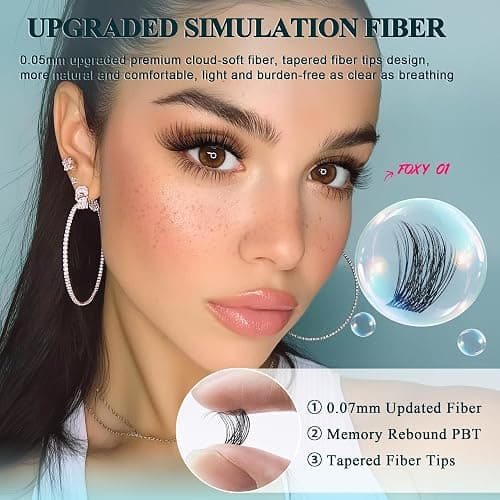 Vasa Muse Premium Lash Clusters Kit - 10-16mm Wispy Natural & Fairy Spiky WideSpan Individual Eyelash Clusters 0.05mm Ultra-thin Invisible band Eyelash Extension Kit with Bond Seal for Starter DIY thumbnail 2