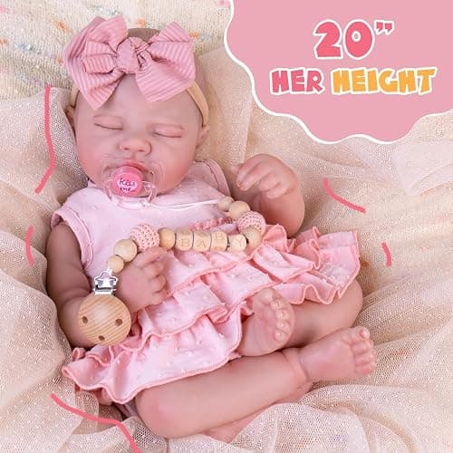 Aori Reborn Baby Dolls - Realistic 20 Inches Real Life Baby Doll with Feeding Kit, Lifelike Newborn Baby Girl Perfect for Kids 3+ thumbnail 5
